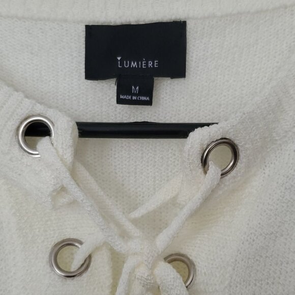 Lumière cream lace-up sweater - Picture 4 of 4